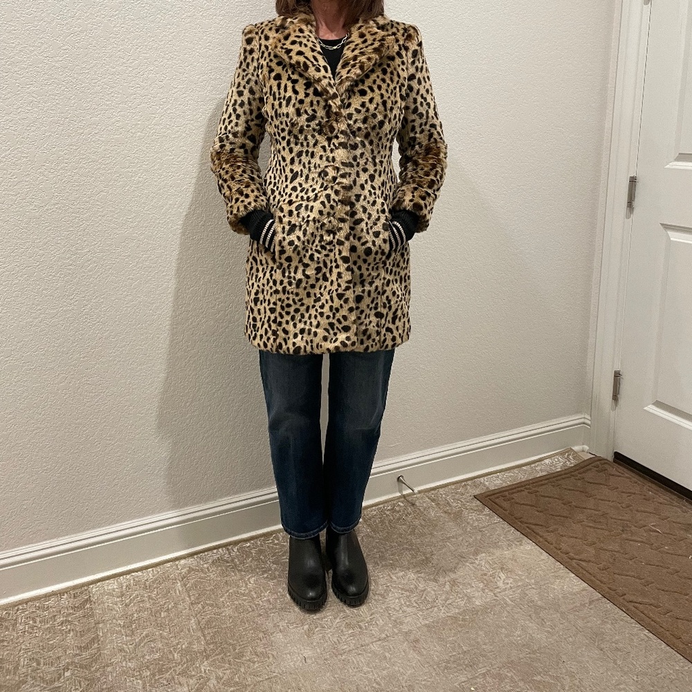 Cabi leopard print fur coat